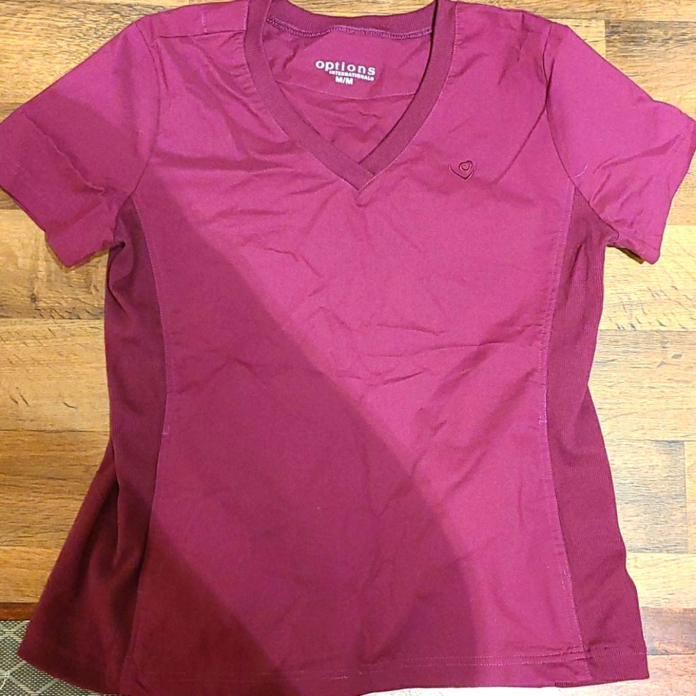 Nurse scrub top elastic panel